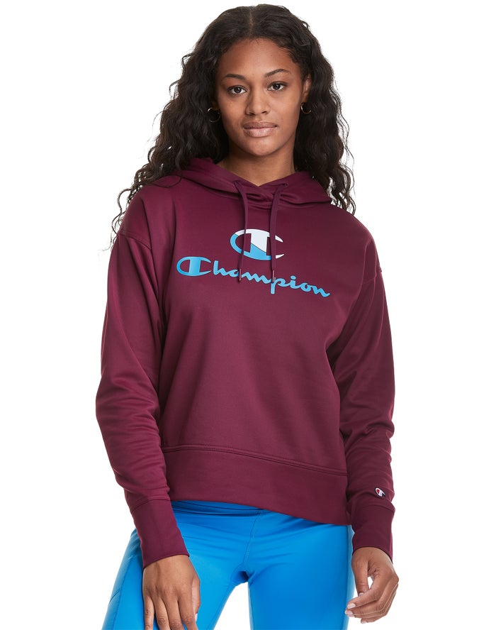 Champion Womens Hoodie NZ - Game Day Split Logo Dark Purple ( 5293-OLTGW )